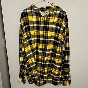 Caterpillar Men's Bold Yellow and Black Checkered Shirt